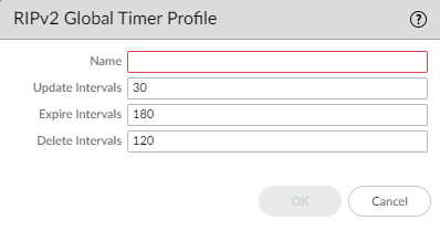 RIPv2 Global Timer Profile configuration window.
